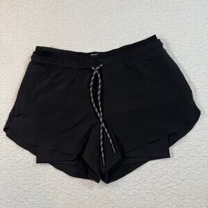 Athleta crest 2 in 1 shortie black womens shorts size 4 running gym